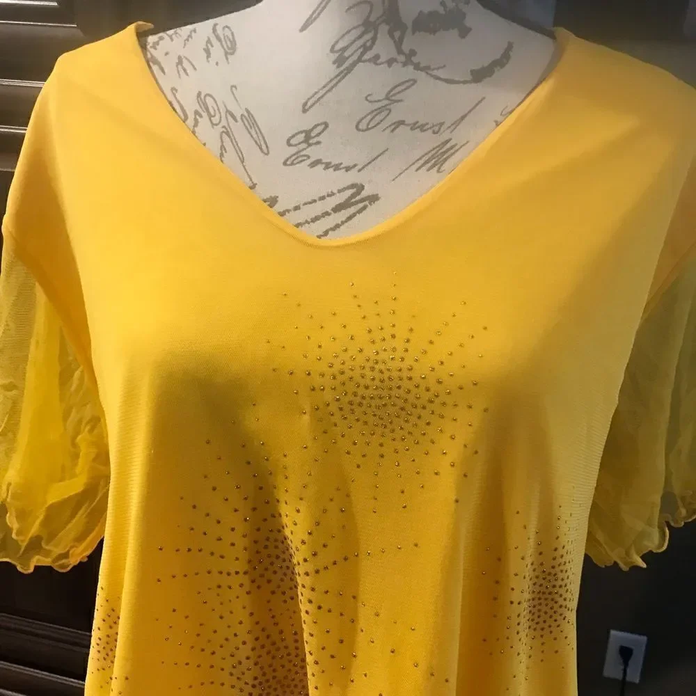 Giorgio Fiodine Yellow Blouse Plus Size Womens 26 28 NWT - Picture 13 of 16
